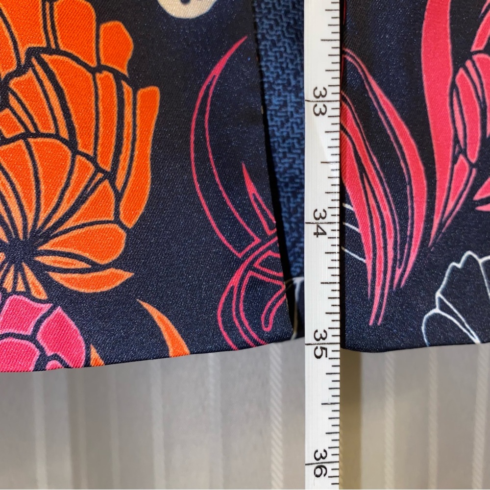 Chico's Silky Kimono Navy/ Pink/ Orange/ Cream Floral size XS - Picture 6 of 7